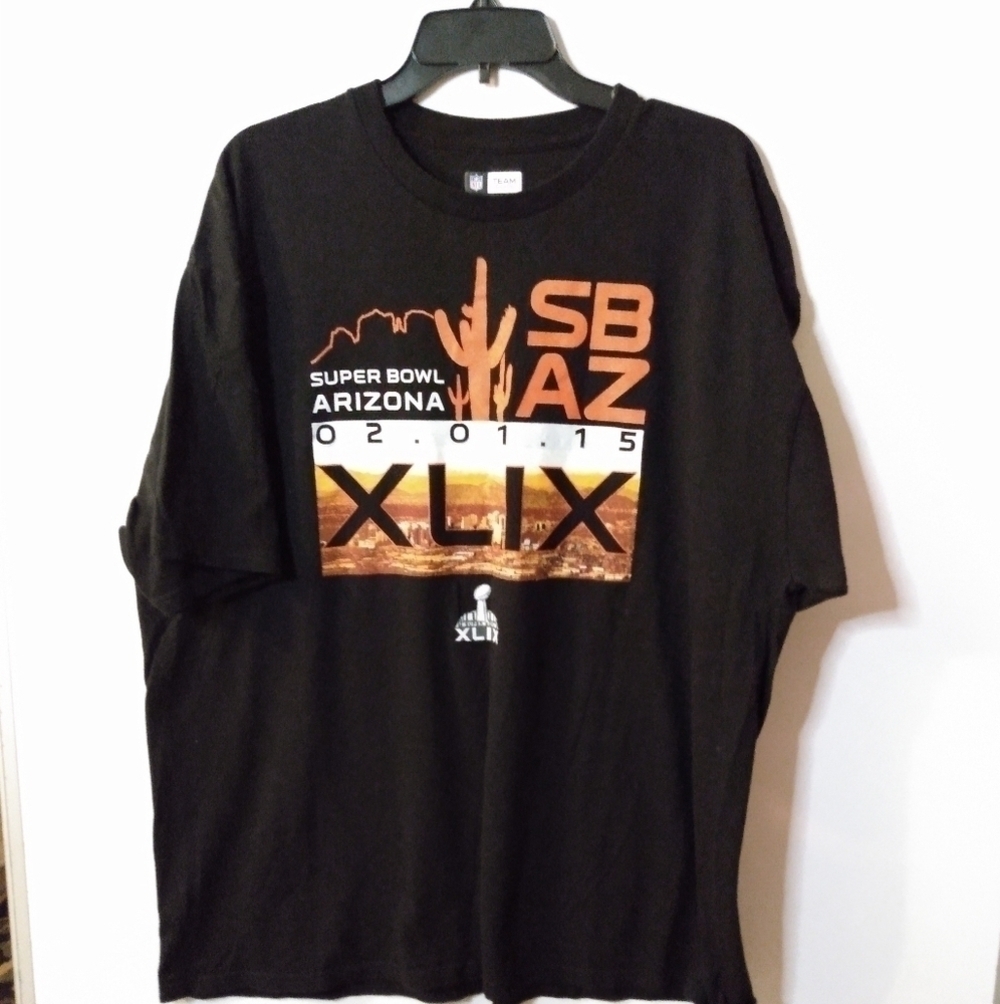 NFL Super Bowl Arizona  02.01.15, Black Orange print T-shirt, 2XL, pre-owned